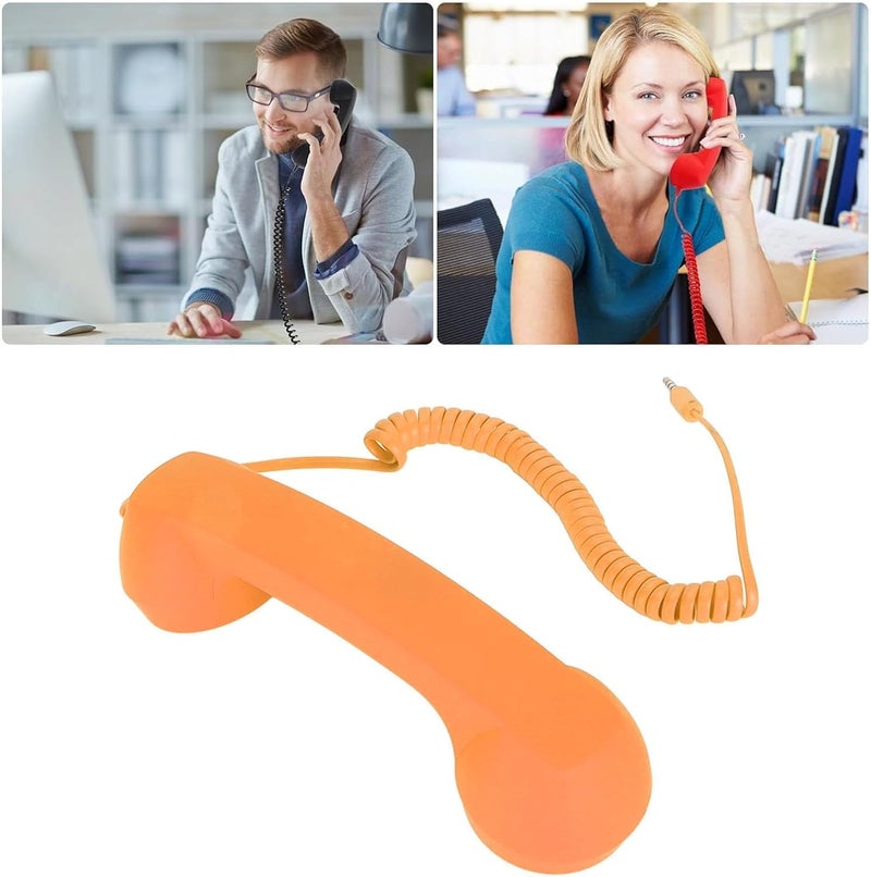 Beufee Telephone Handset for Cellphone, Retro Phone Handset with 3.5mm Jack Mobile Phone Receiver Old Telephone Headset Handheld Receiver for Cell Phone(Orange) - Image 4